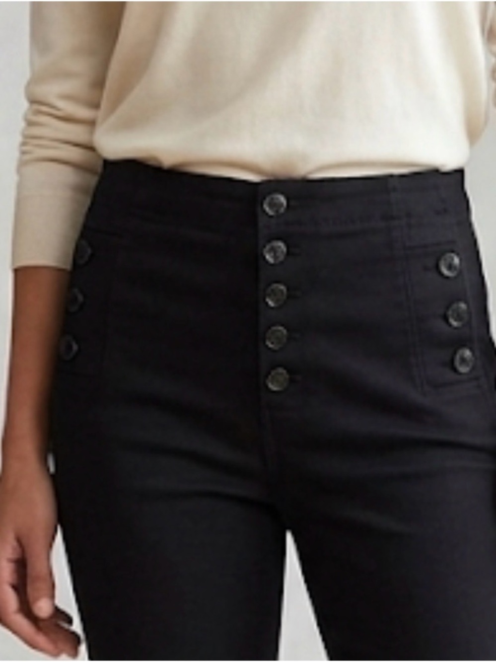 J Brand Natasha High-Rise Seriously Black Button-Front Jeans - Picture 2 of 6